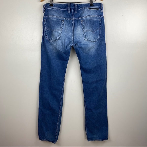 Diesel Safado 32 X34 Jeans Slim Straight Blue Denim Button Fly Distressed - Picture 2 of 11